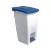 Poubelle a pédale 120L PP blanc couvercle bleu 42,5x51x87,5cm