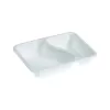 Barquette menu 2 comp bagasse blanche 227x178x45mm