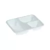 Barquette menu 3 comp bagasse blanche 227x178x43mm